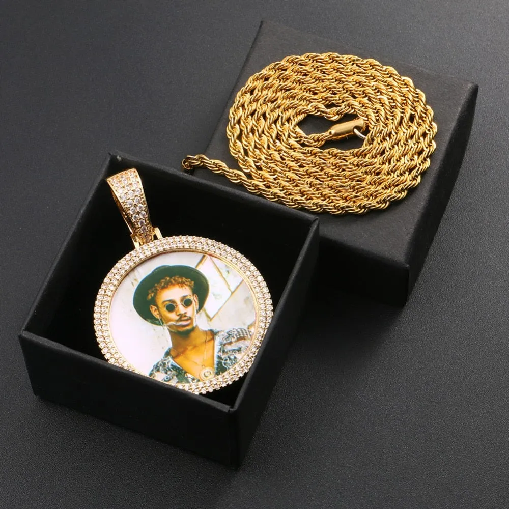 14K Gold Plated Picture Pendant Necklace For Men - Personalized Picture Necklace