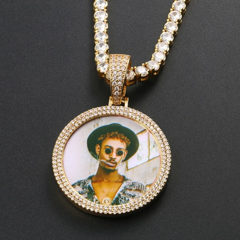 14K Gold Plated Picture Pendant Necklace For Men - Personalized Picture Necklace