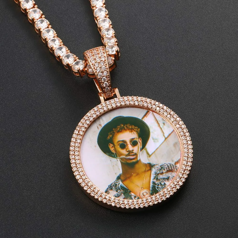 14K Gold Plated Picture Pendant Necklace For Men - Personalized Picture Necklace