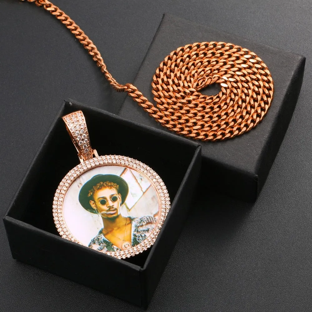 14K Gold Plated Picture Pendant Necklace For Men - Personalized Picture Necklace