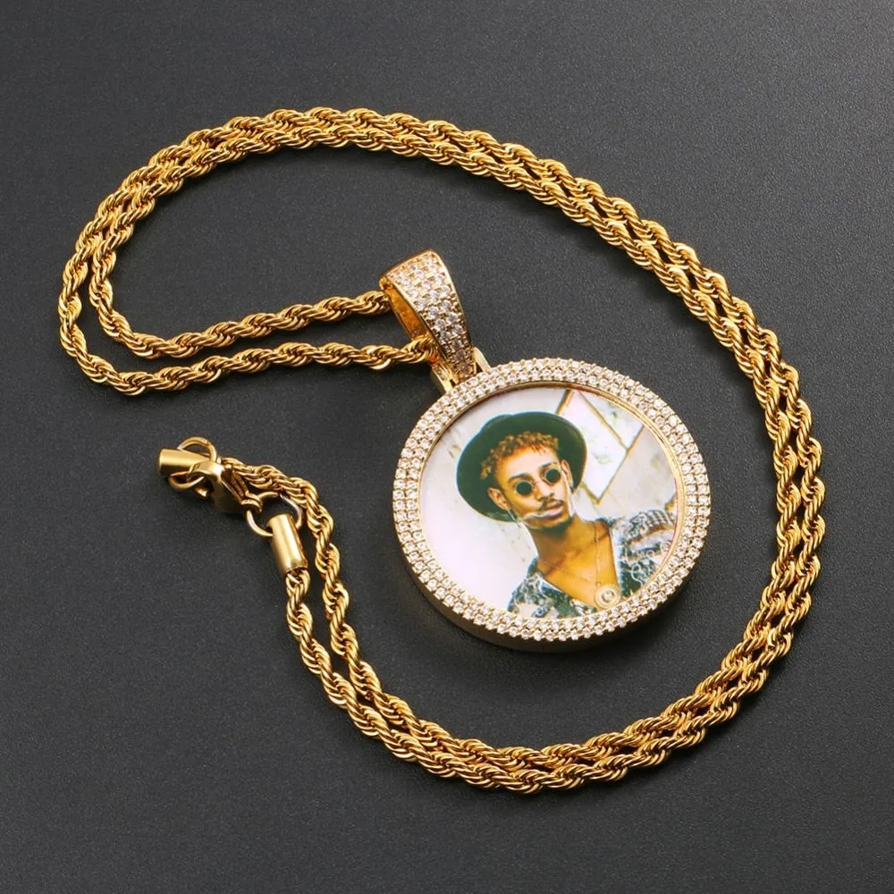 14K Gold Plated Picture Pendant Necklace For Men - Personalized Picture Necklace