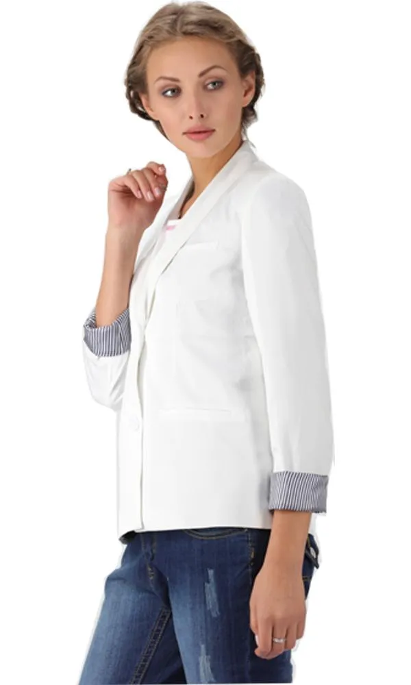 34162 Single Button Blazer-White