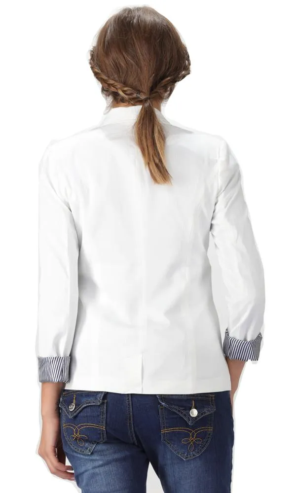 34162 Single Button Blazer-White