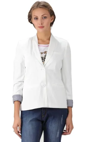 34162 Single Button Blazer-White