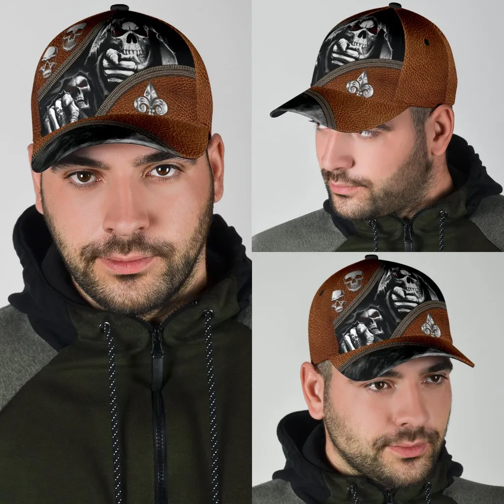 3D All Over Print The Death Classic Cap Hat Skull Baseball Cap Hat With Leather Pattern