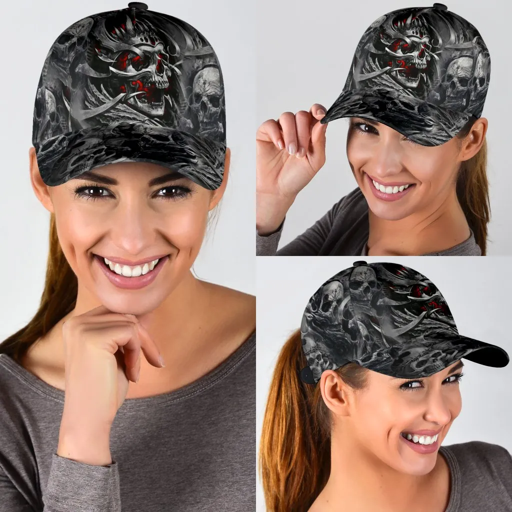 3D All Over Printed Baseball Cap With Skull, Skull Cap Hat For Men And Women