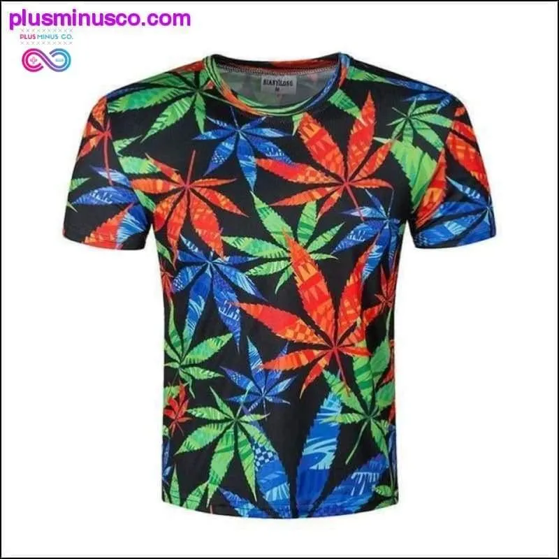 3D leaf green palm marijuana leaf funny T-shirt ||