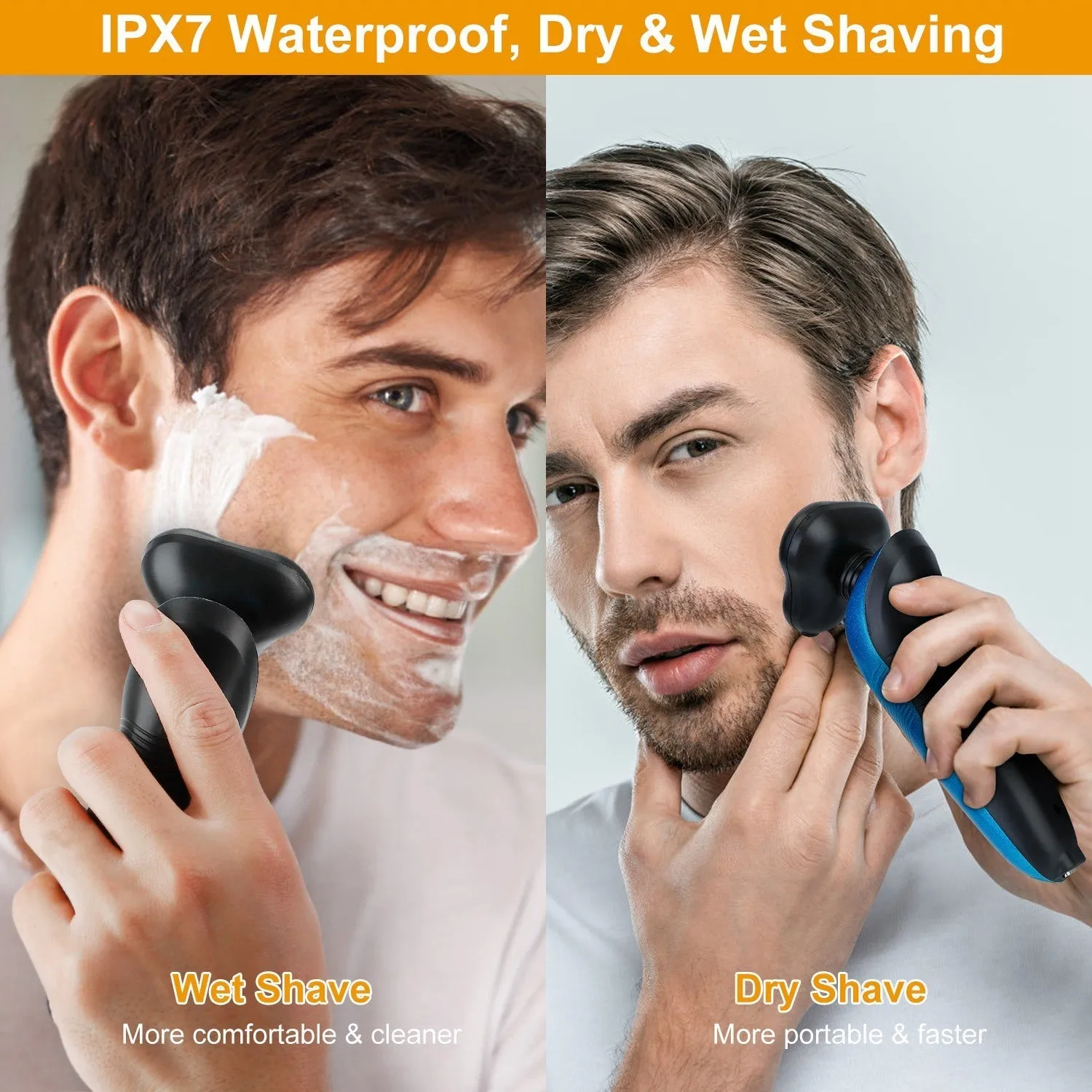 4 In 1Electric Shaver for Men IPX7 Waterproof Beard Trimmer Cordless