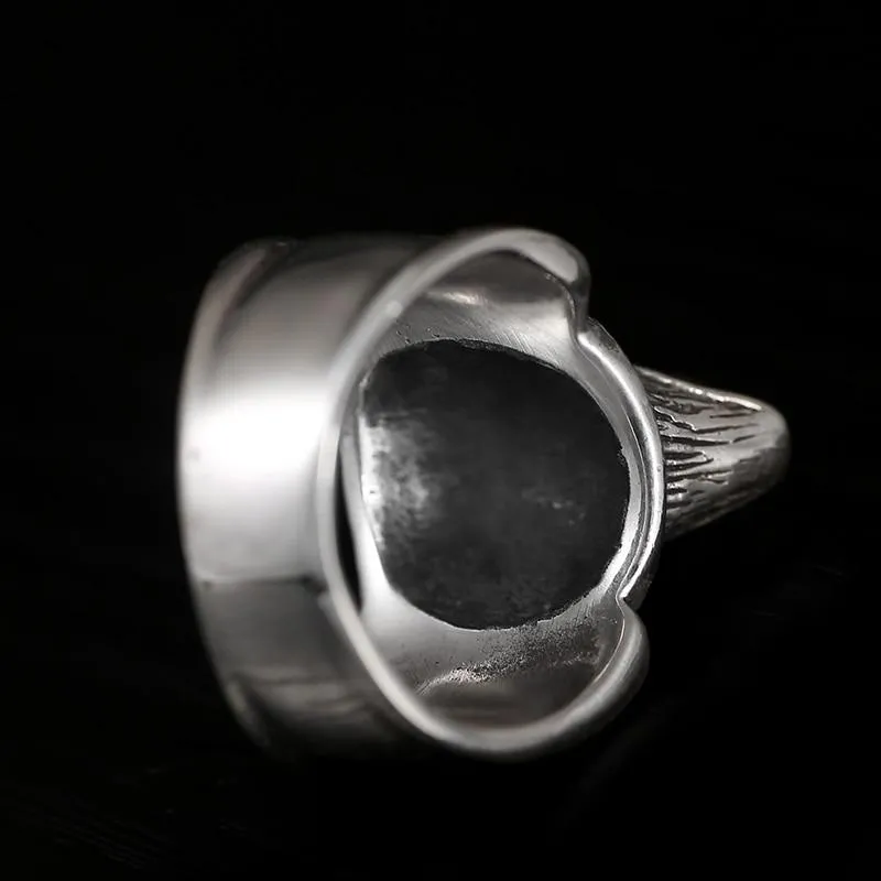 925 Sterling Silver Cool Wolf Howling Silhouette Vintage Punk Retro Ring