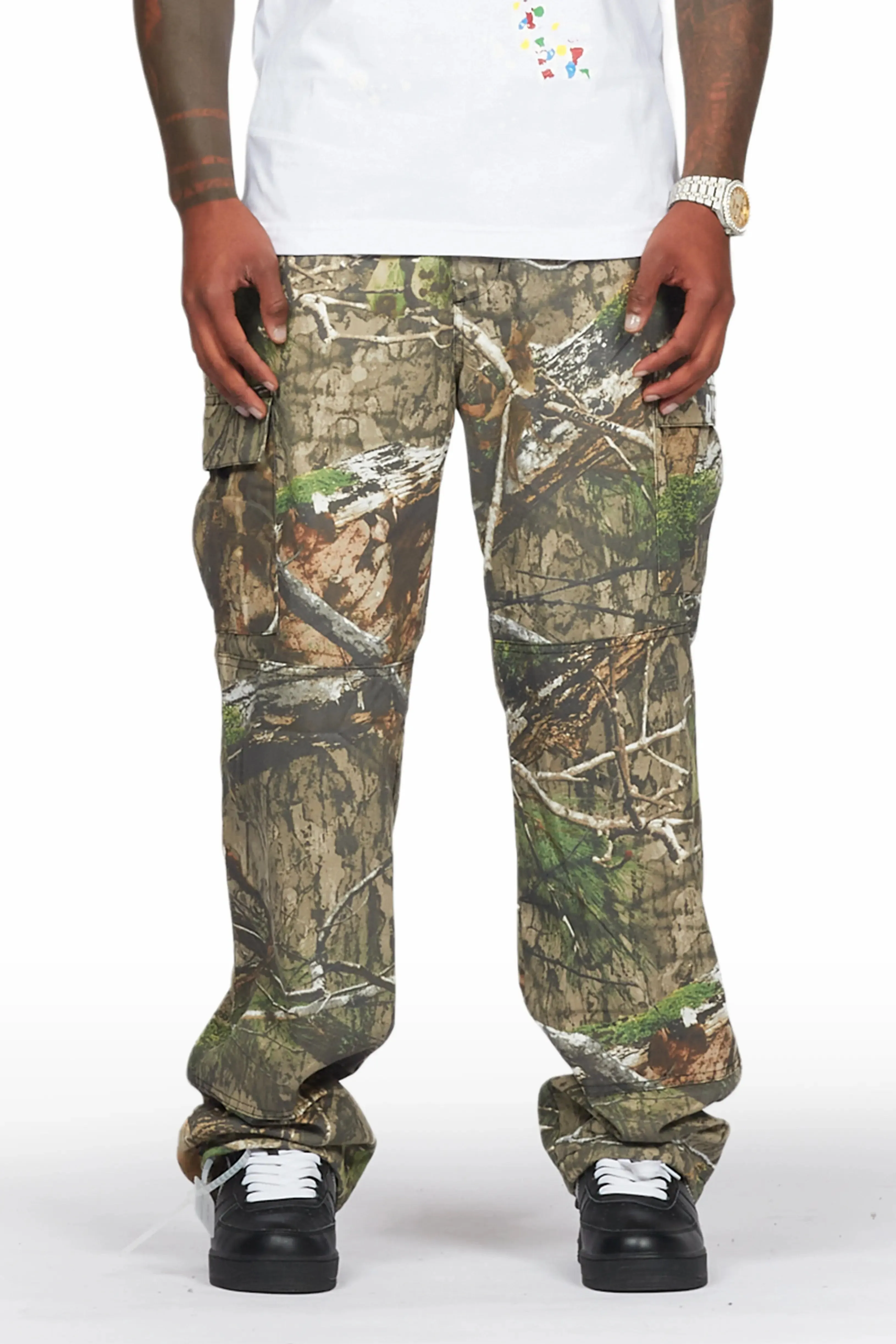 Acko Green Tree Camo Cargo Graphic Pants