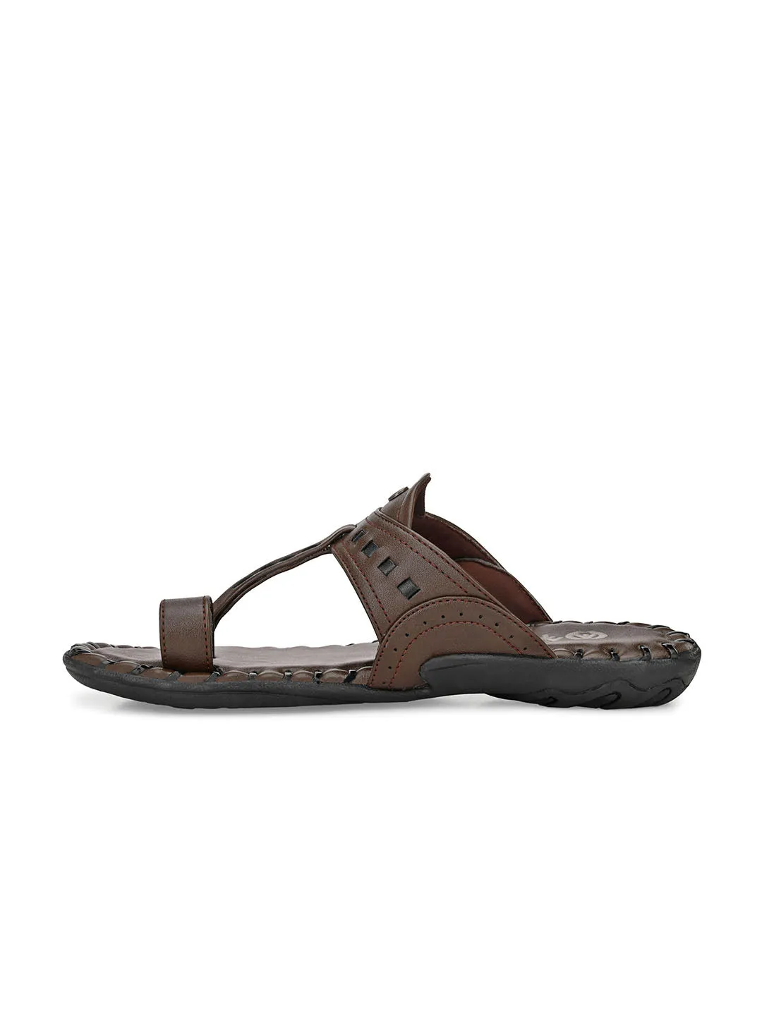 Alberto Torresi Men's Dark Brown Kolhapuri Thong Slipper