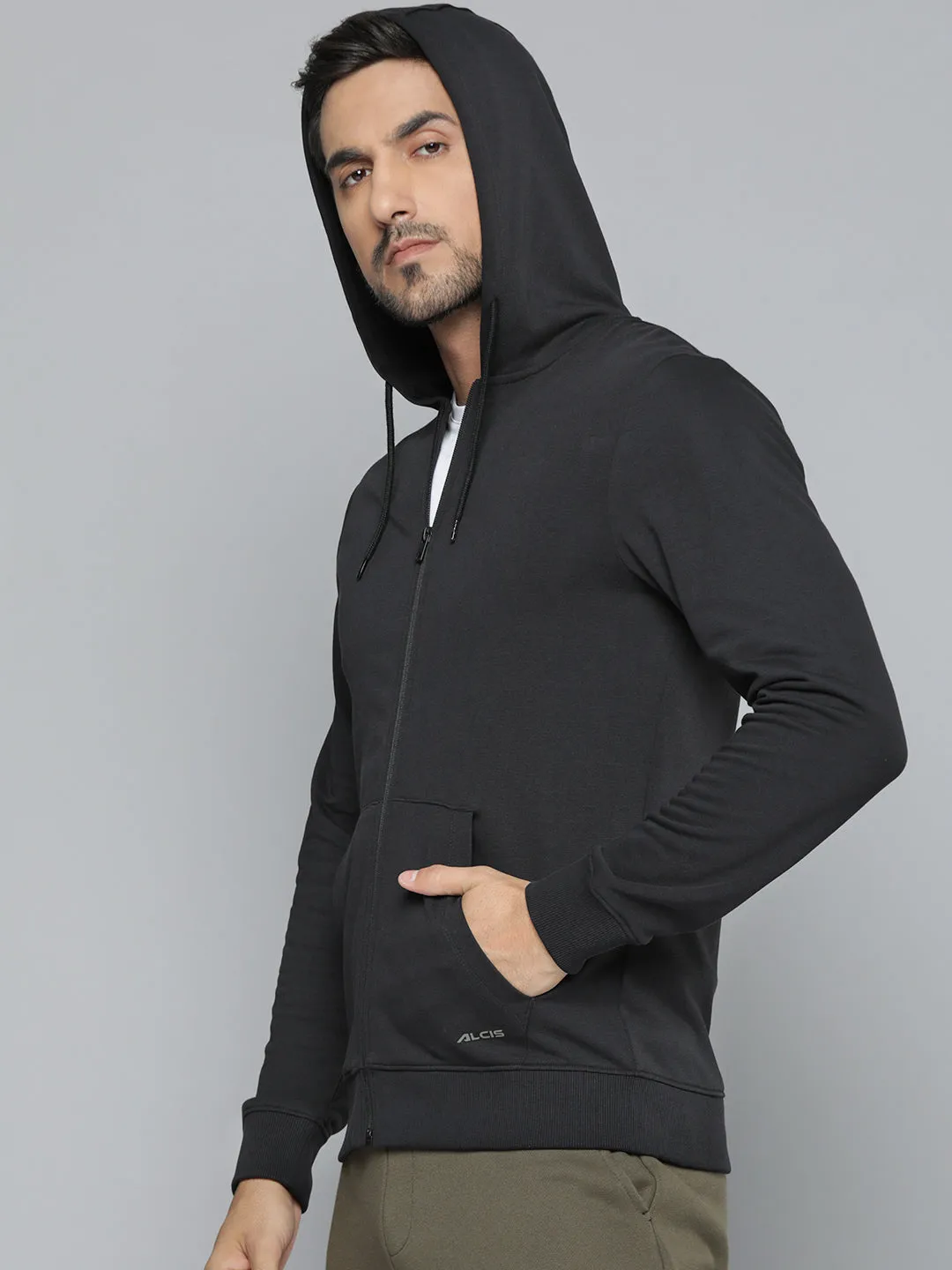 Alcis Men Black Hooded Sweatshirt