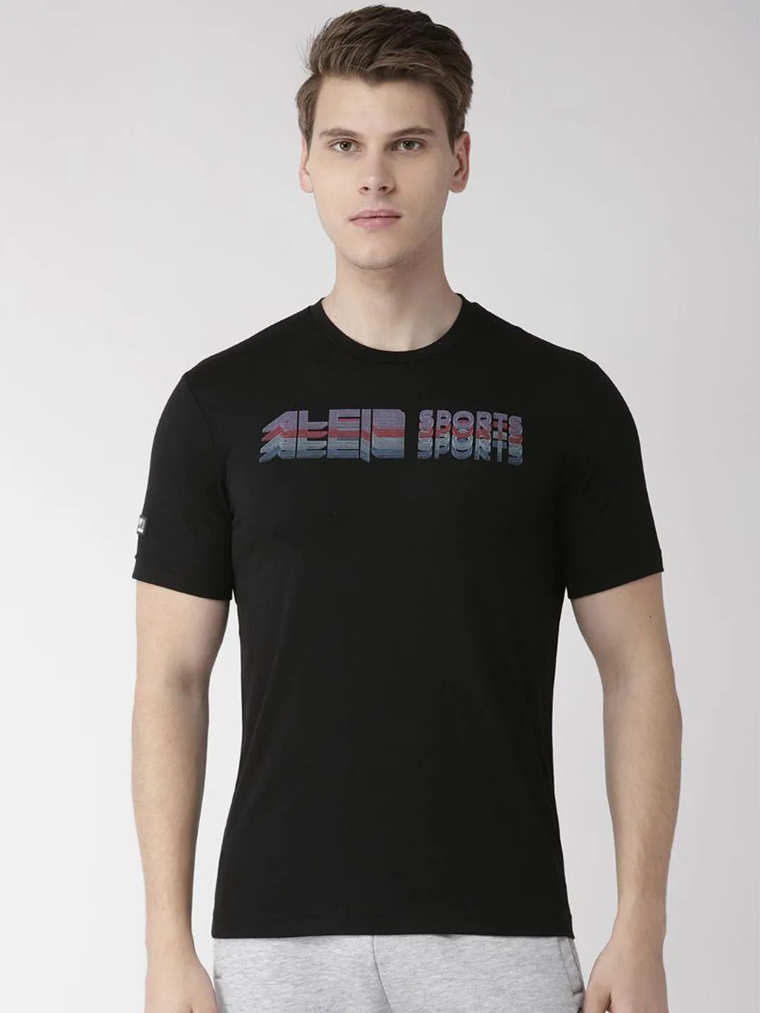 Alcis Men Black Printed Detail T-shirt