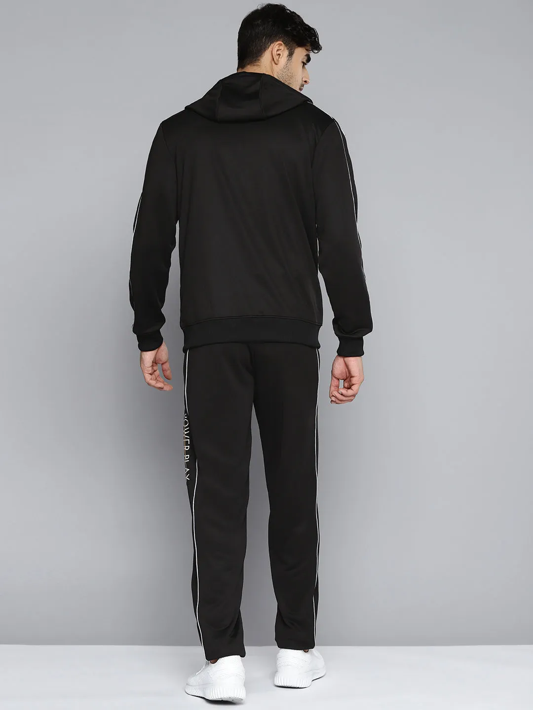 Alcis Men Black Solid Tracksuit with Side Detail