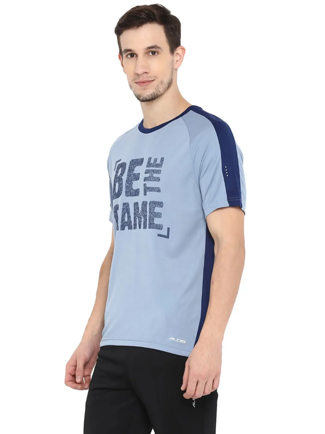 Alcis Men Blue Printed Round Neck T-shirt