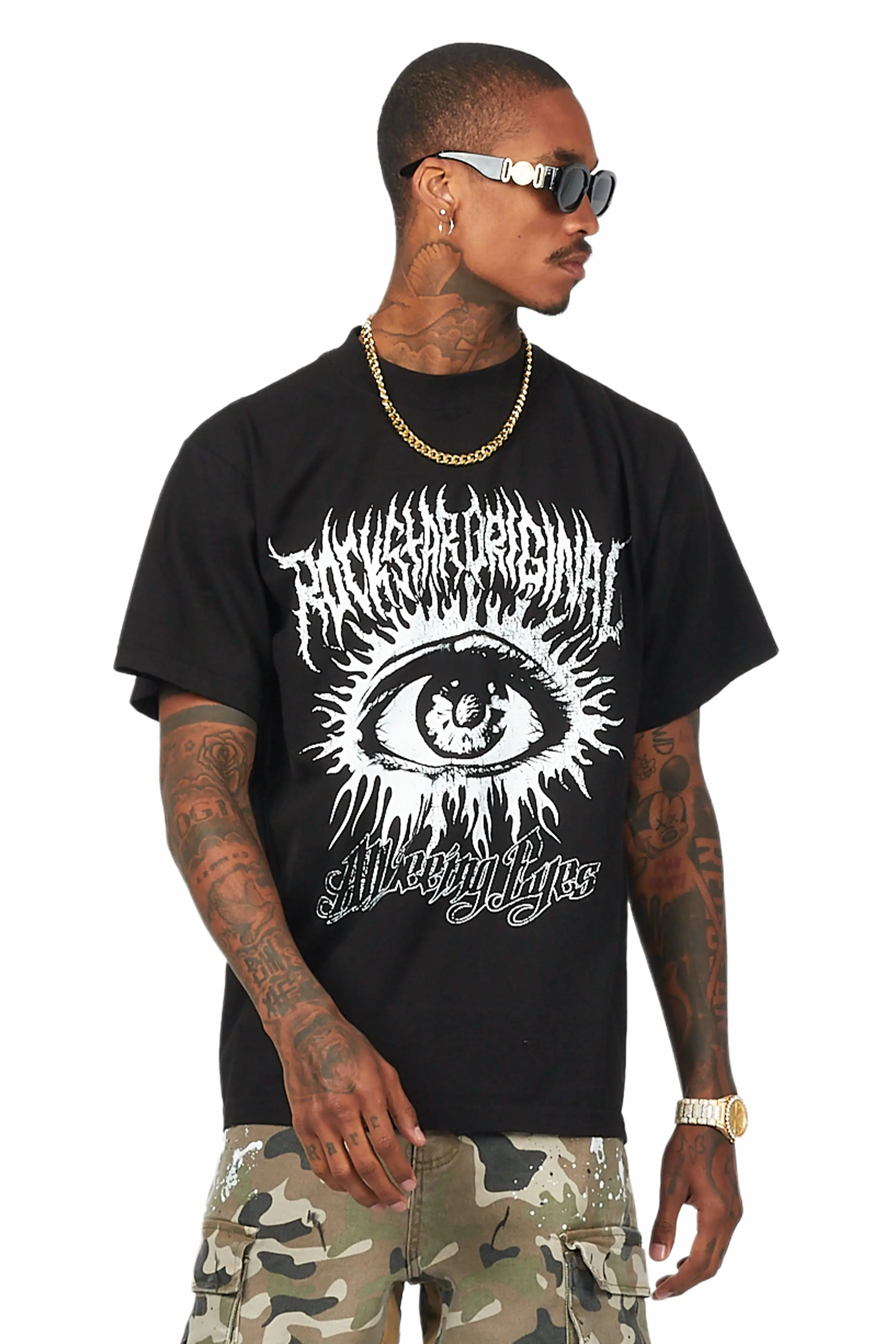 All Seeing Eyes Black Oversized T-Shirt