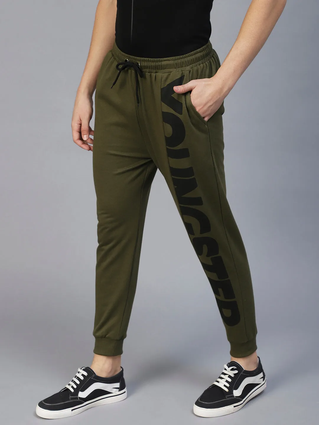 Army Green One Side Printed Jogger