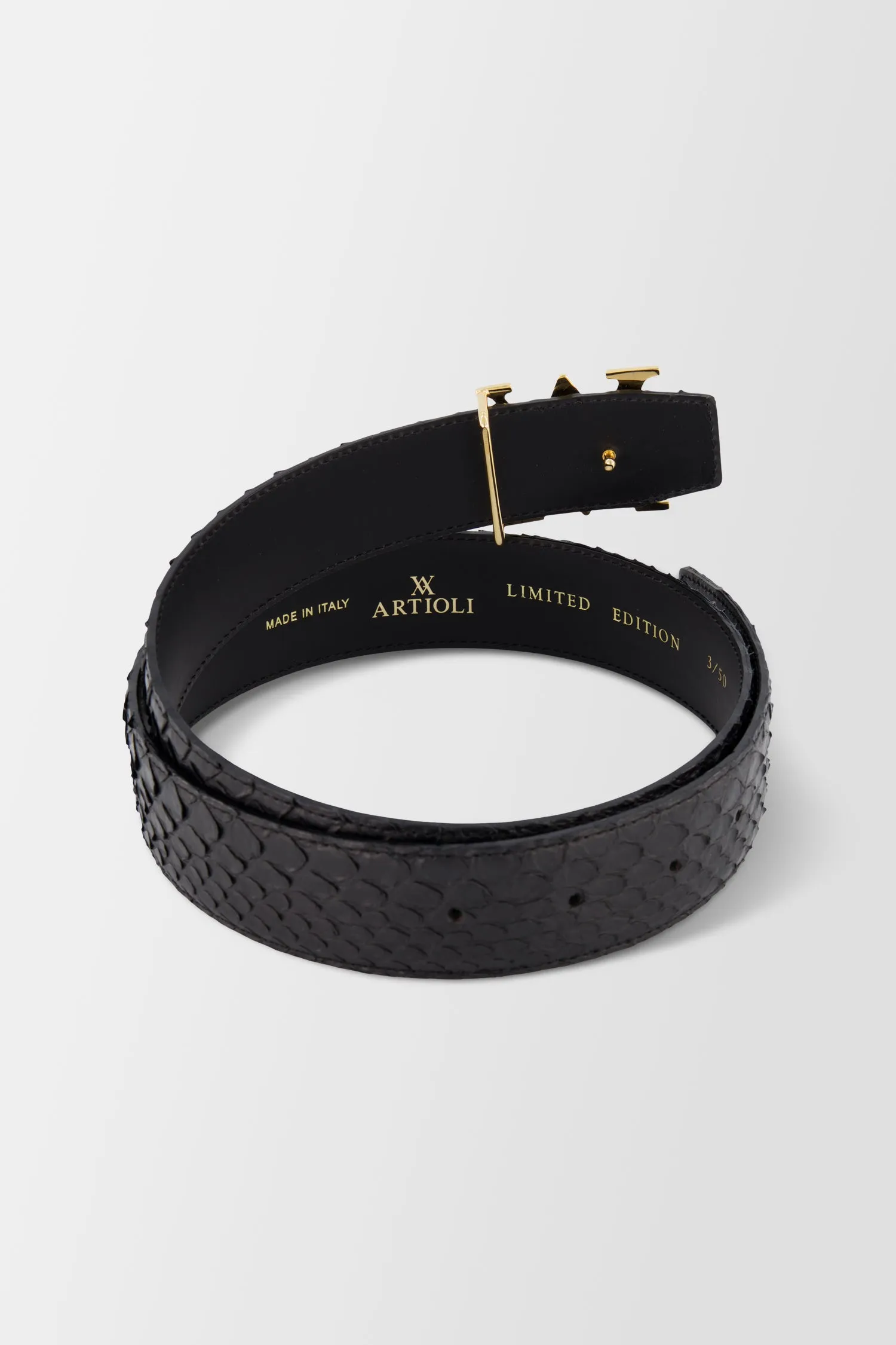 Artioli Black Python Belt