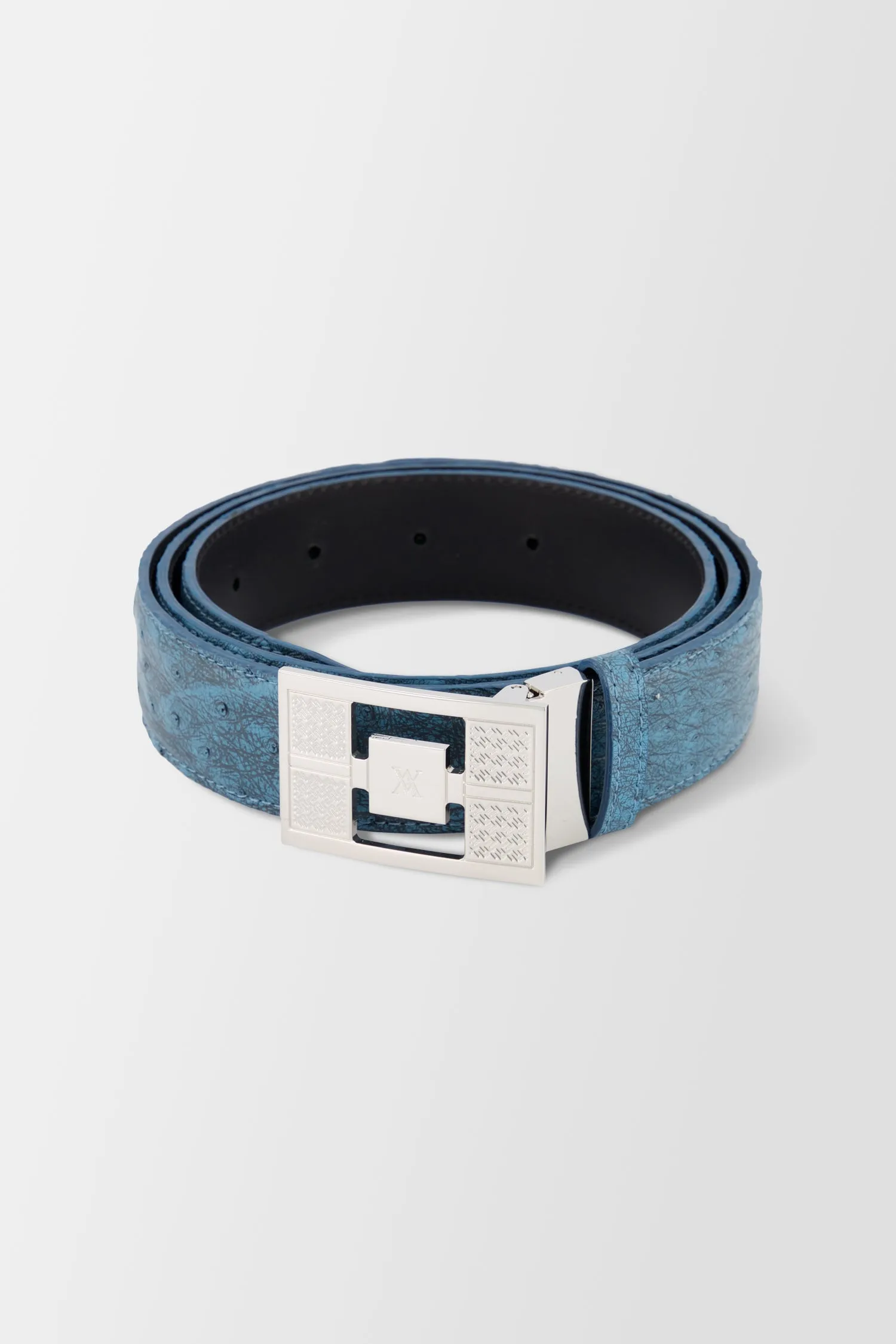 Artioli Blue Yalta Petrolio Ostrich Belt