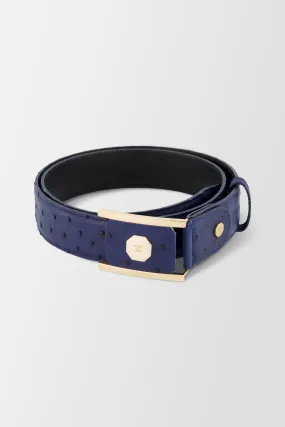 Artioli Blue/Gold Ostrich Belt