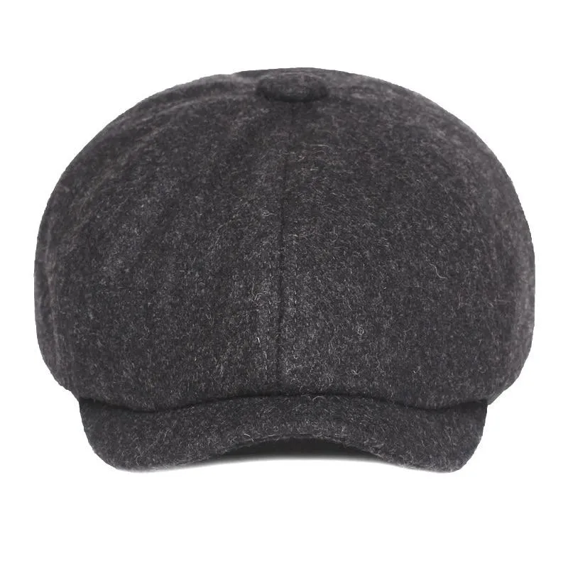 Autumn Winter Wool Vintage Octagonal Beret Cap for Men and Women