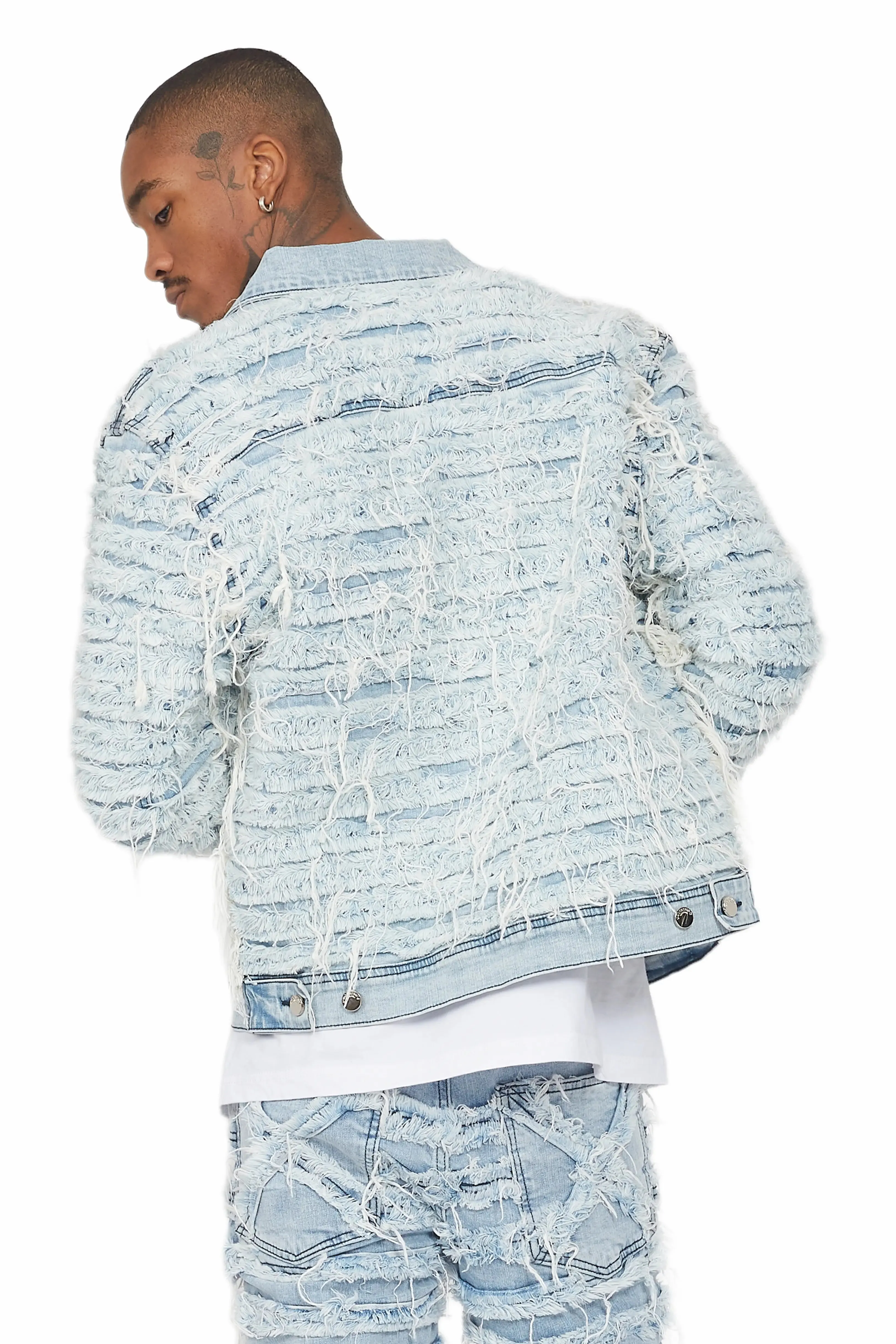 Ayan Blue Distressed Denim Jacket