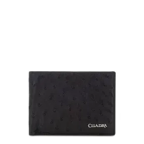 B2910A1 - Cuadra black classic full quill ostrich leather bi fold wallet for men