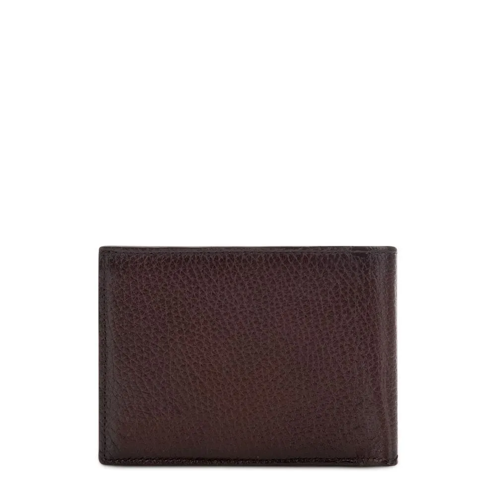 B2910VE - Cuadra brown classic deer leather bi fold wallet for men