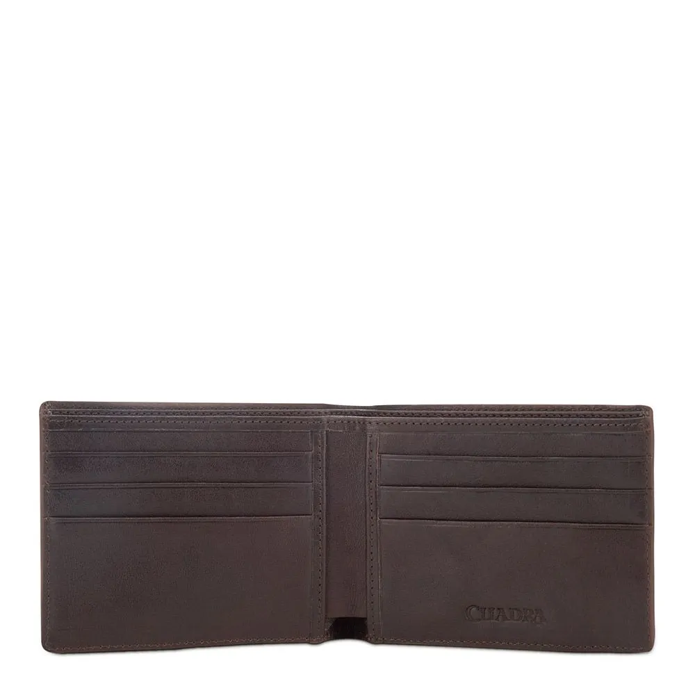 B2940VE - Cuadra almond classic deer leather bi fold wallet for men