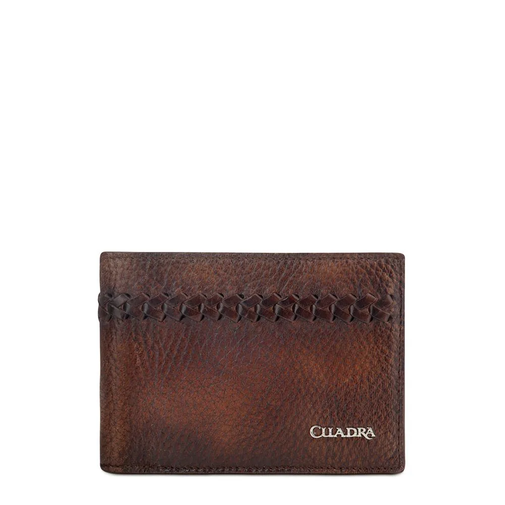 B2940VE - Cuadra almond classic deer leather bi fold wallet for men