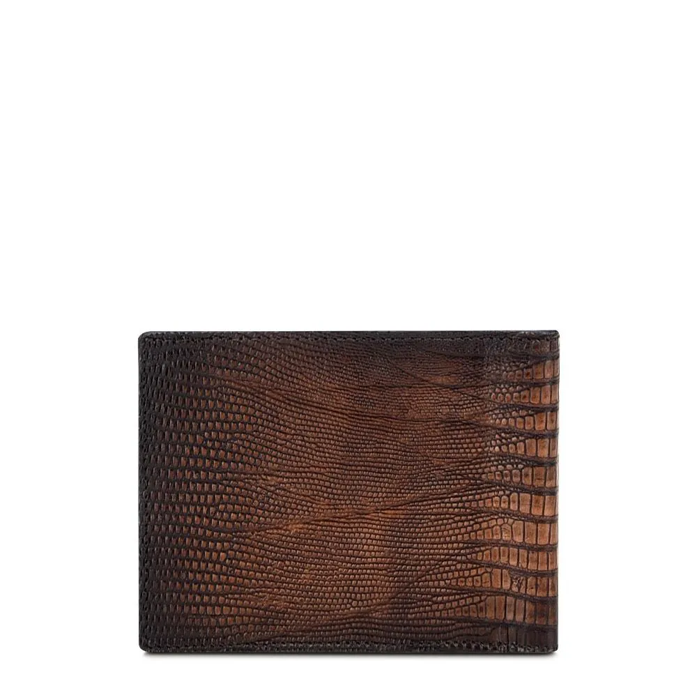 B3005LT - Cuadra honey classic lizard leather bi fold wallet for men