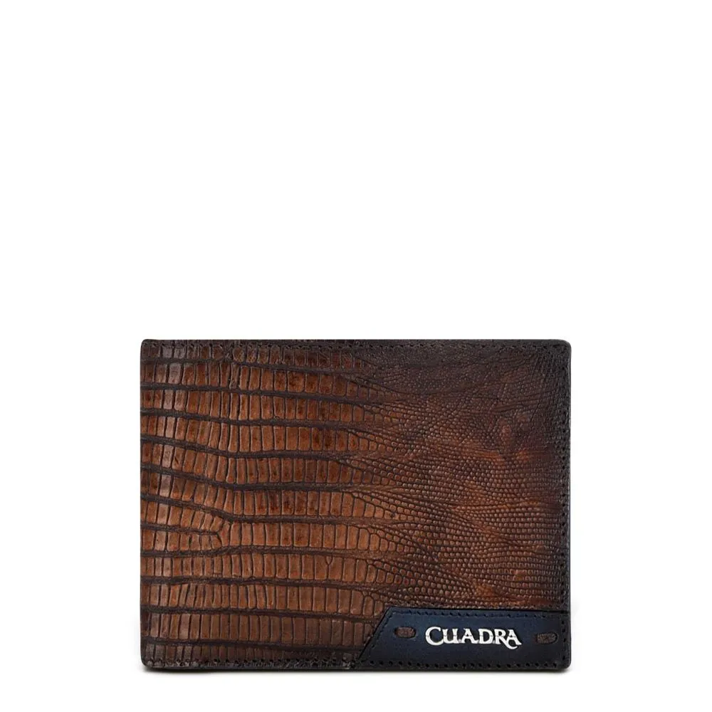 B3005LT - Cuadra honey classic lizard leather bi fold wallet for men