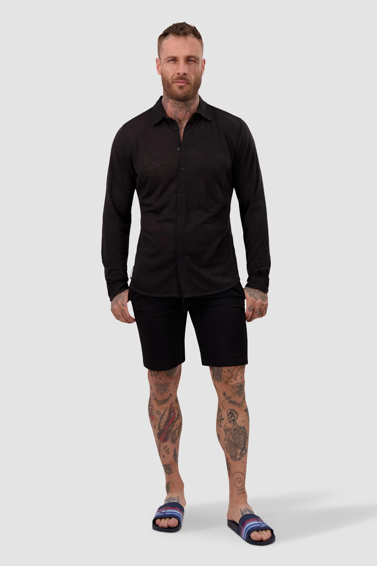 Bain de Mer Black Byblos Linen Shirt