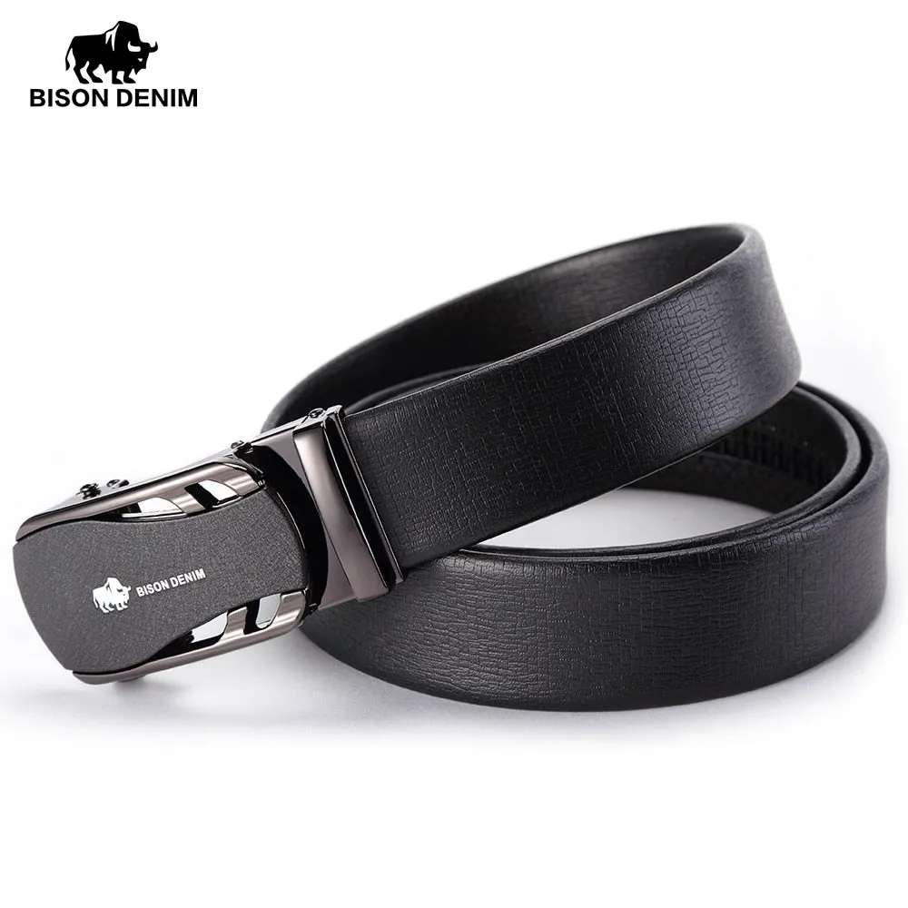 Belts For Men Genuine Leather Cowskin Black Belt Automatic Buckle