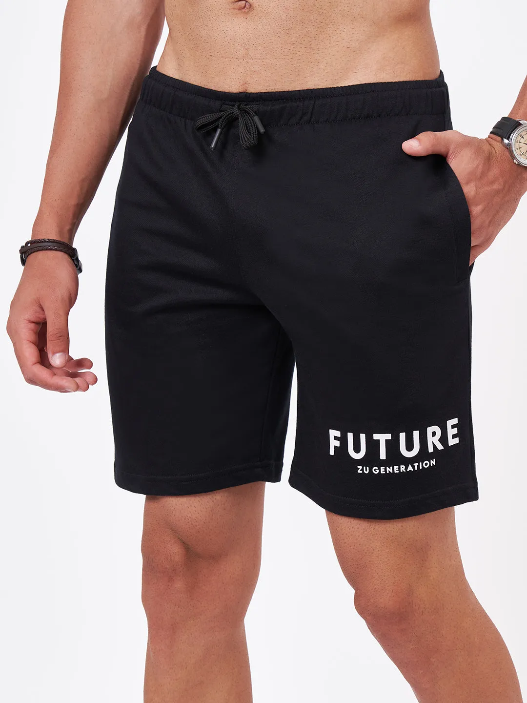 Black Typography T-shirt And Shorts Co-Ord Set