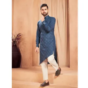 Blue Ethnic Cotton Men's Kurta Pajama