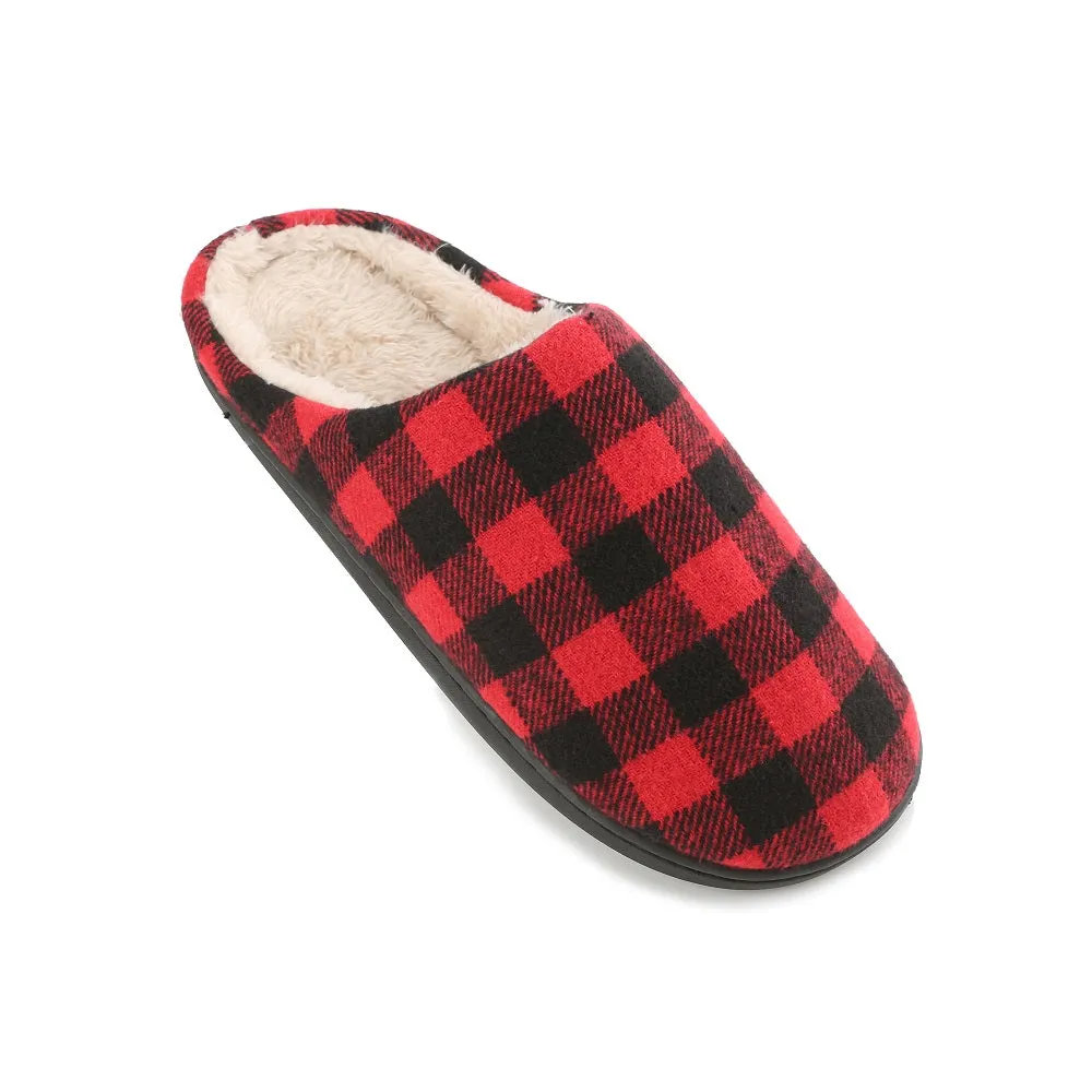 Braveman Men's Holiday Plaid Slide On House Slippers