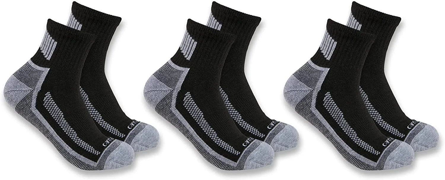 Carhartt Men's  3-Pack SQ5283M Force Lightweight Quarter Sock