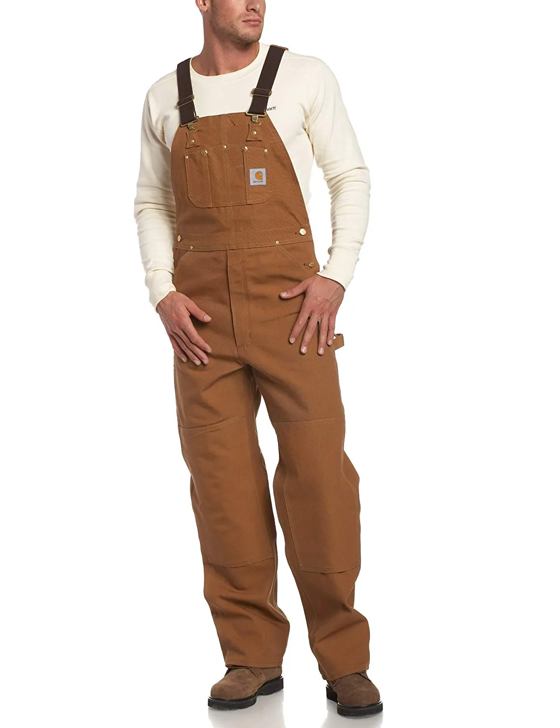 Carhartt Mens Unlined Duck Bib Overalls - Model R01 for Durable Workwear and Comfort