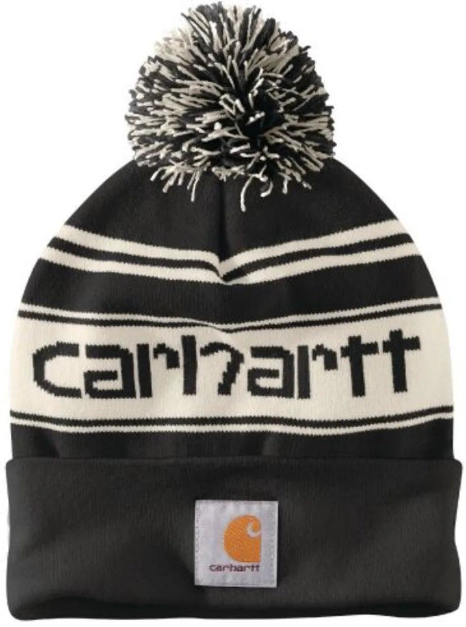 Carhartt Men's Knit Pom Cuffed Logo Beanie