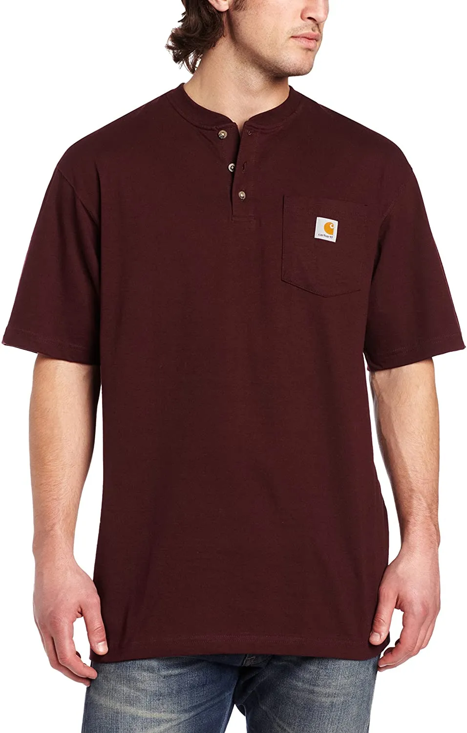 Carhartt Men's Loose Fit Heavyweight Short Sleeve Pocket Henley T-Shirt