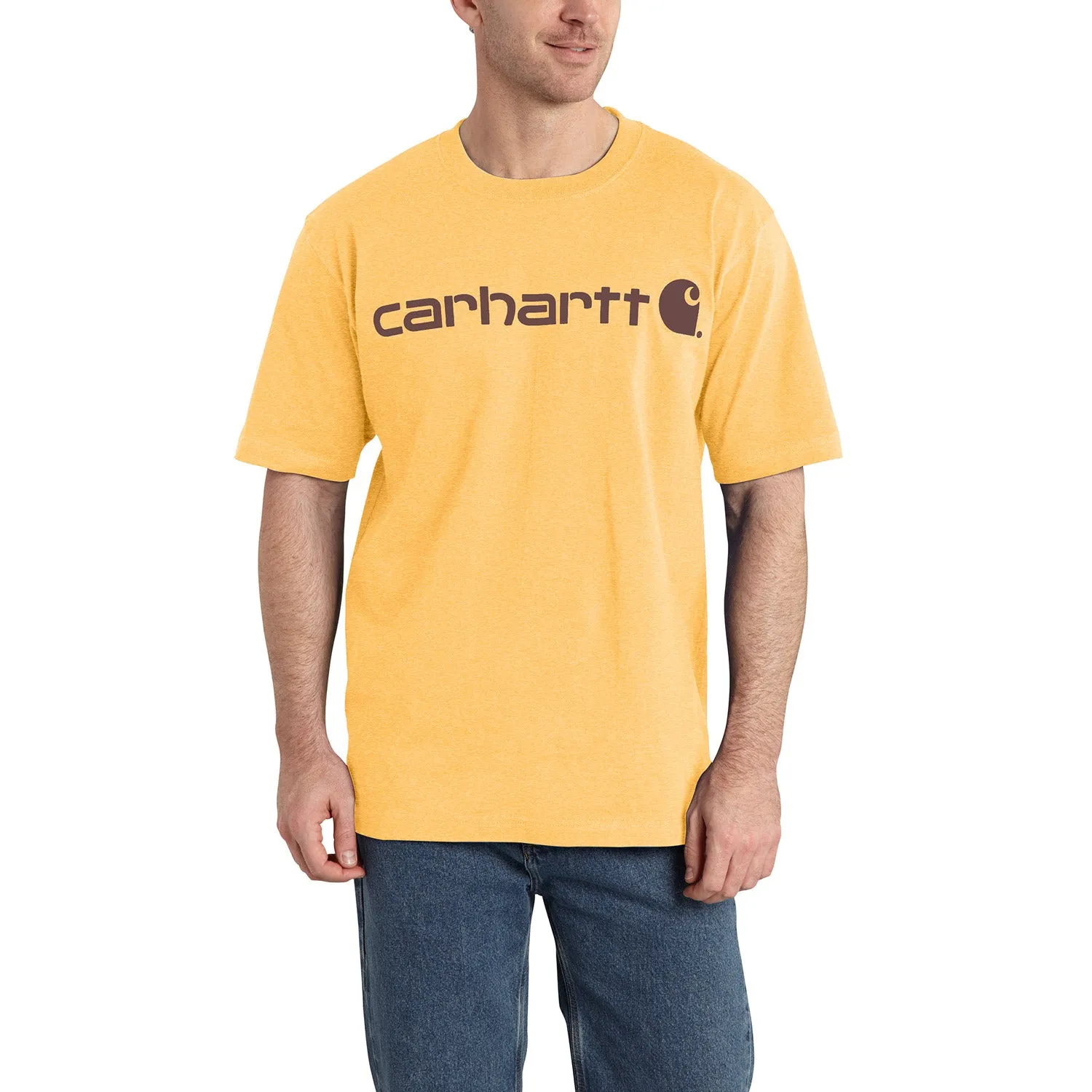 Carhartt Men's Signature Logo Short Sleeve T-Shirt_Vivid Yellow Heather