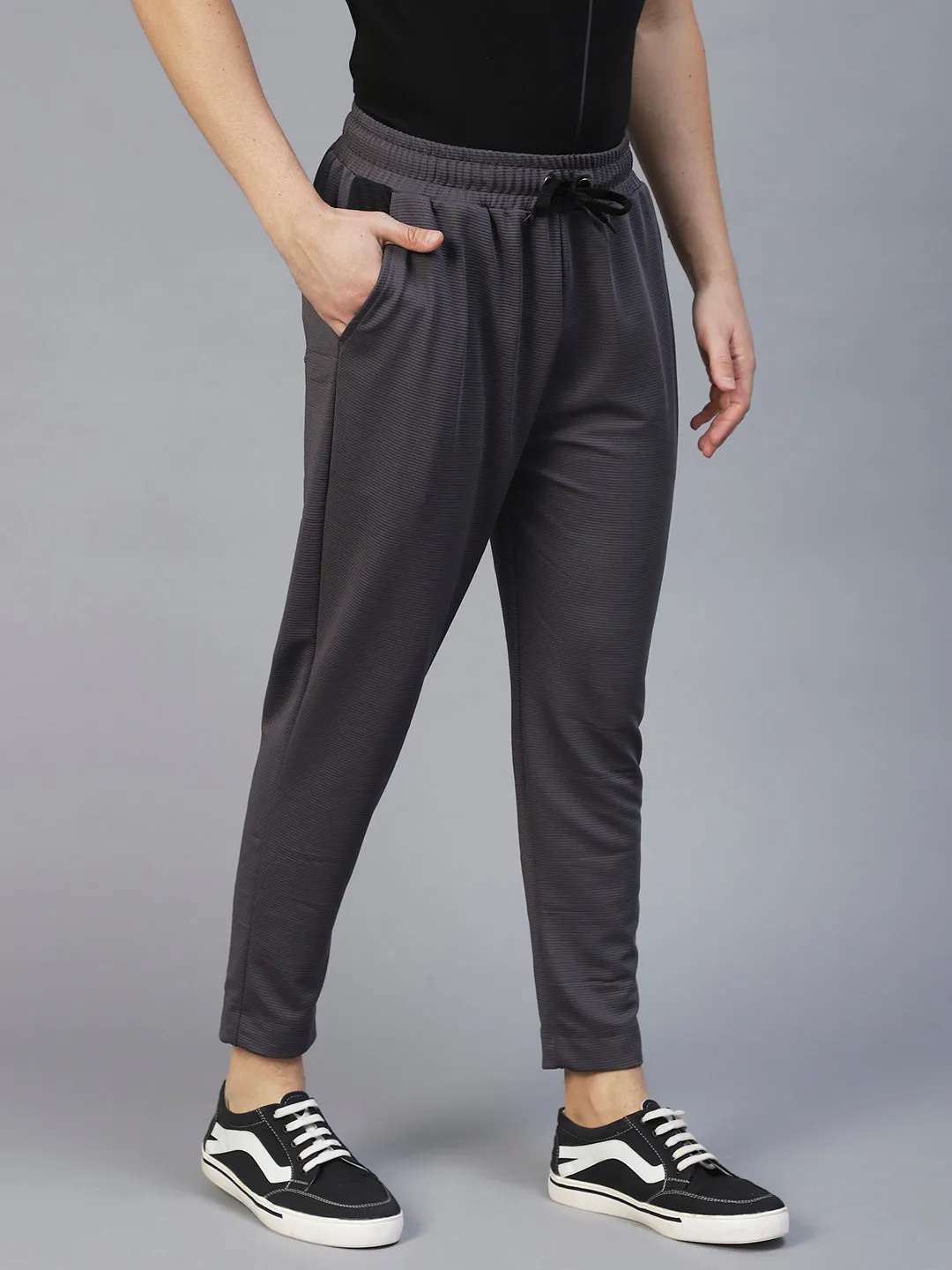 Charcoal Colourblock Poly Corduroy Jogger