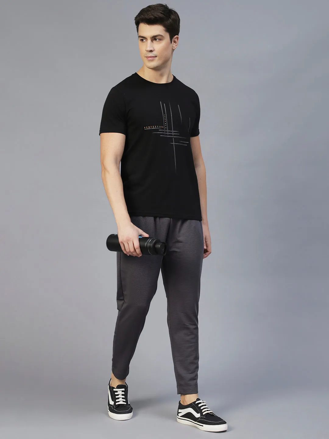 Charcoal Colourblock Poly Corduroy Jogger