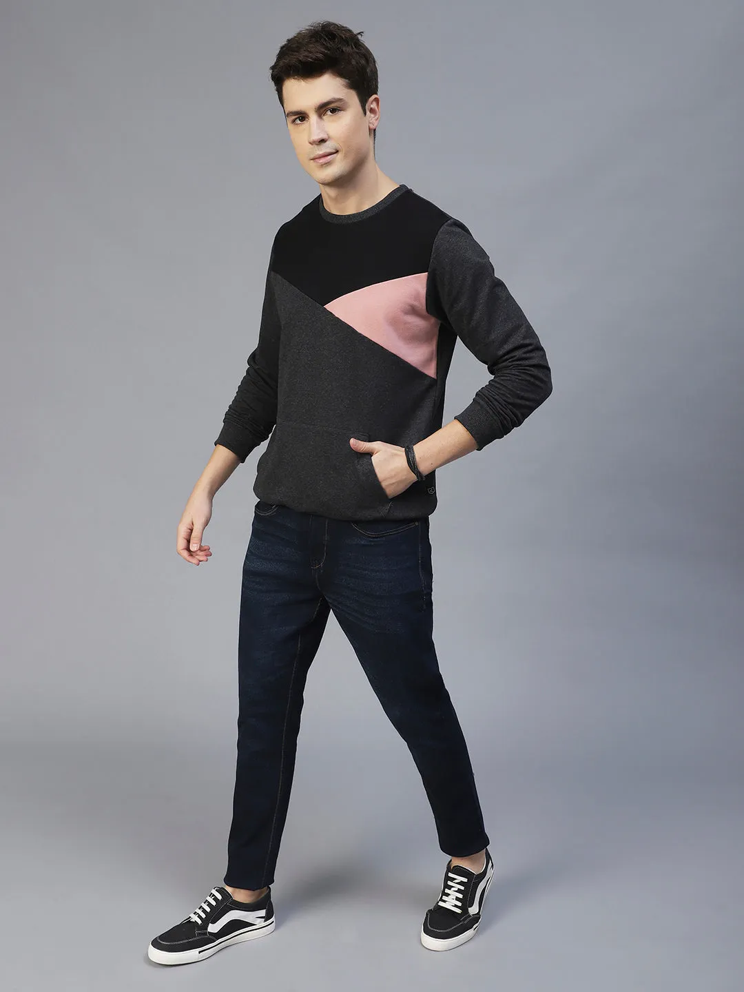 Charcoal Colourblock Terry Sweatshirt