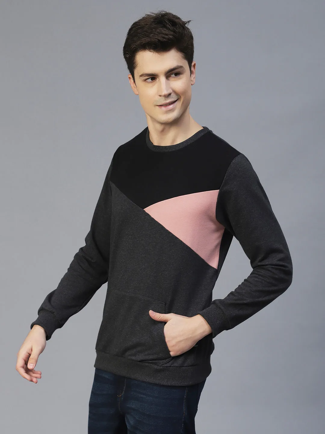 Charcoal Colourblock Terry Sweatshirt