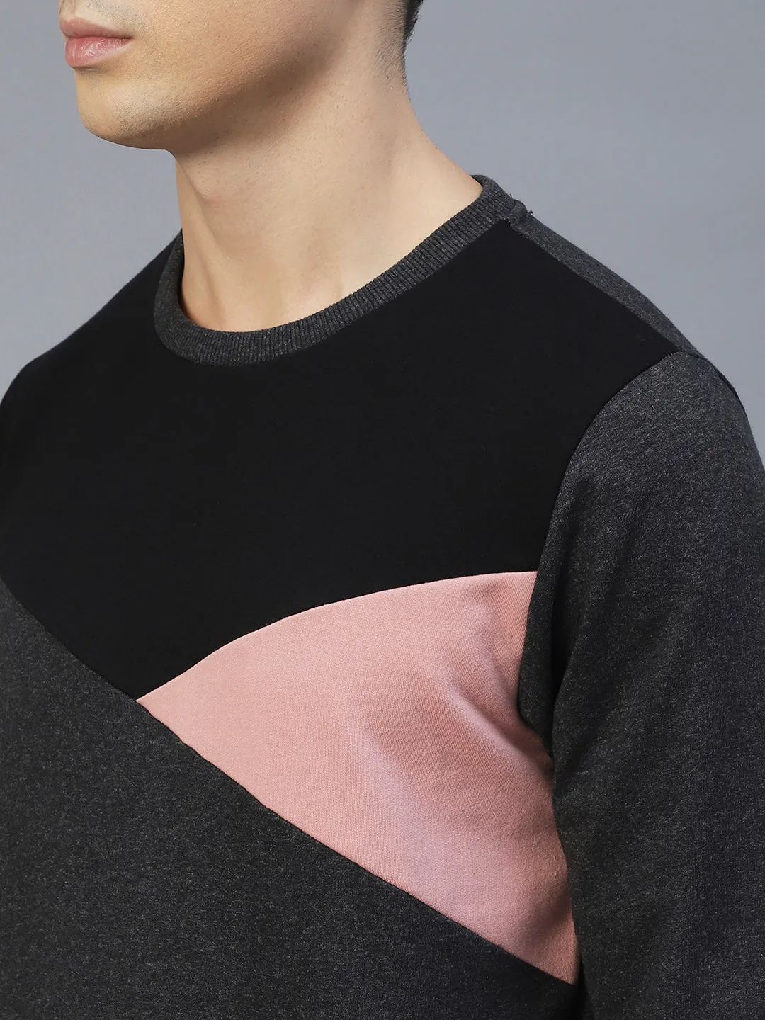 Charcoal Colourblock Terry Sweatshirt