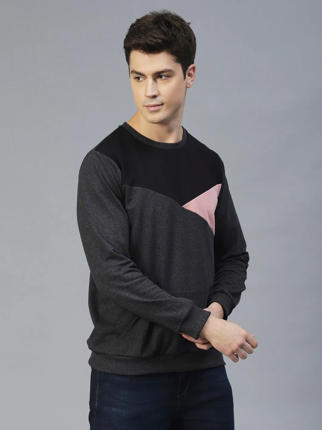 Charcoal Colourblock Terry Sweatshirt