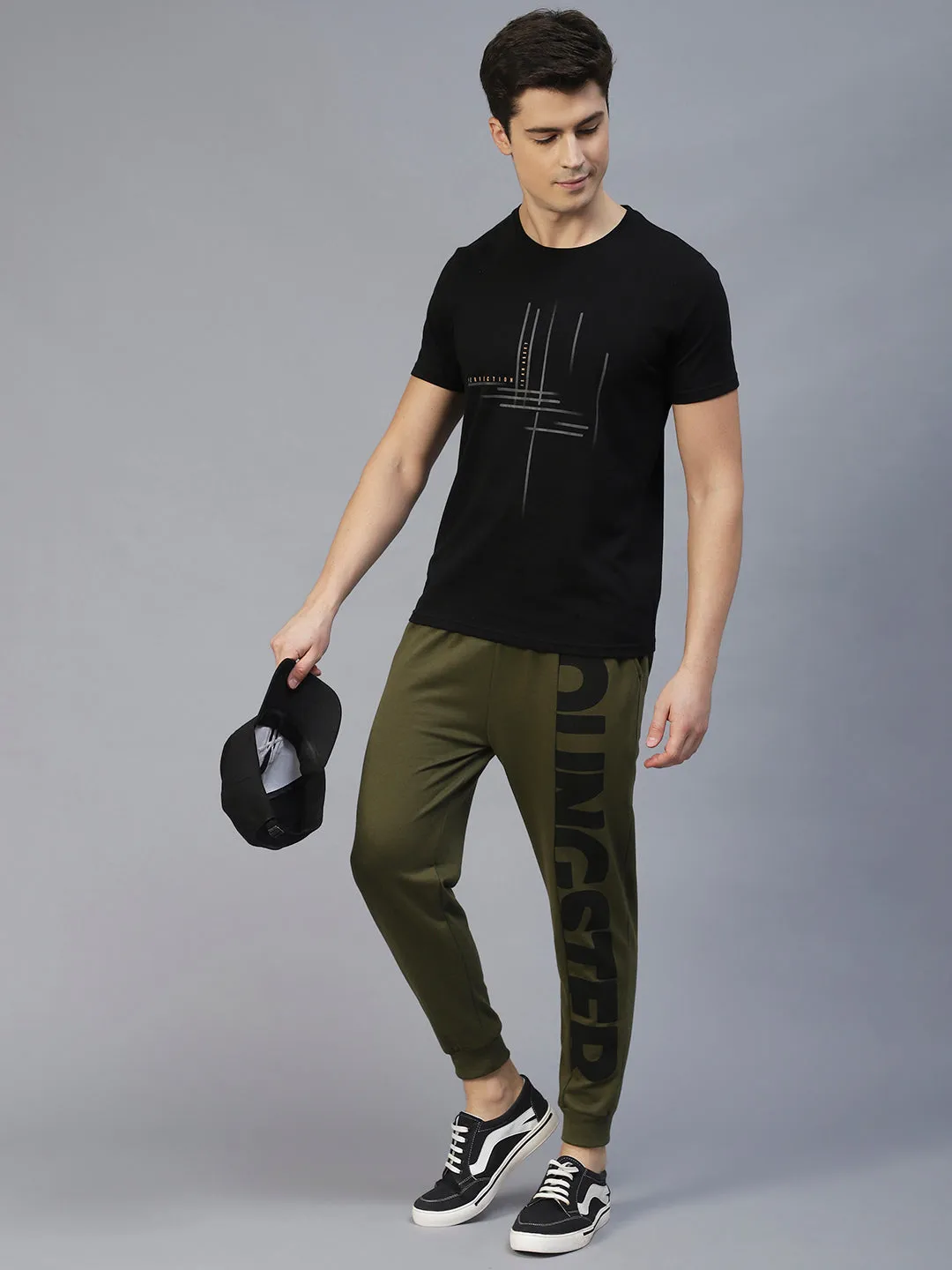 Charcoal One Side Printed Jogger