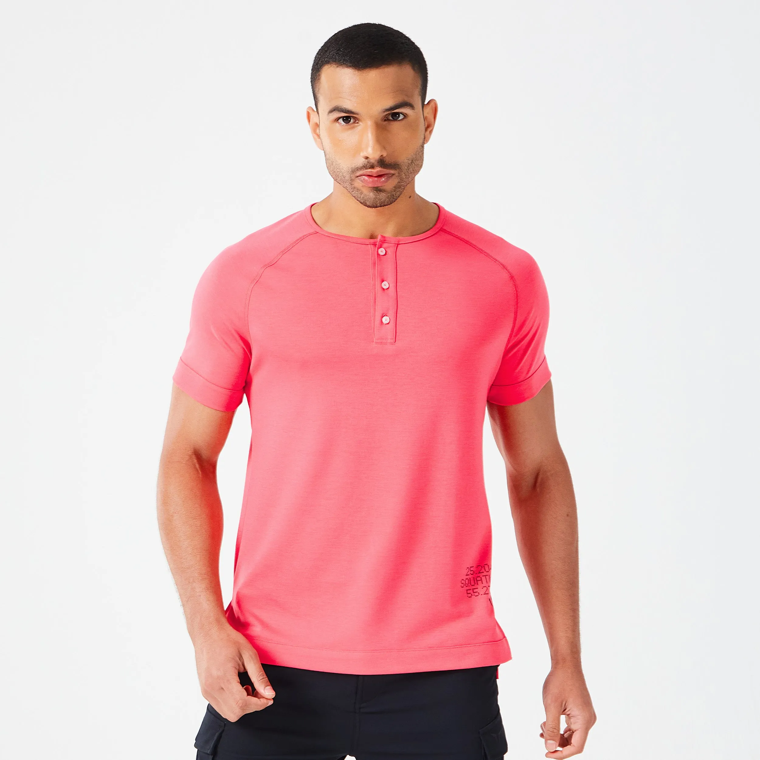 Code Henley Tee - Hot Pink